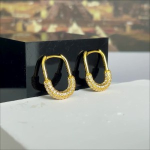 925 Sterling Silver Micro-Pave CZ U-Shaped Huggie Hoop Earring 60200294 925 Sterling Silver Micro-Pave CZ U-Shaped Huggie Hoop Earring 60200294