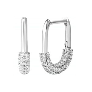 925 Sterling Silver Micro-Pave CZ U-Shaped Huggie Hoop Earring 60200294 925 Sterling Silver Micro-Pave CZ U-Shaped Huggie Hoop Earring 60200294