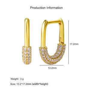925 Sterling Silver Micro-Pave CZ U-Shaped Huggie Hoop Earring 60200294 925 Sterling Silver Micro-Pave CZ U-Shaped Huggie Hoop Earring 60200294