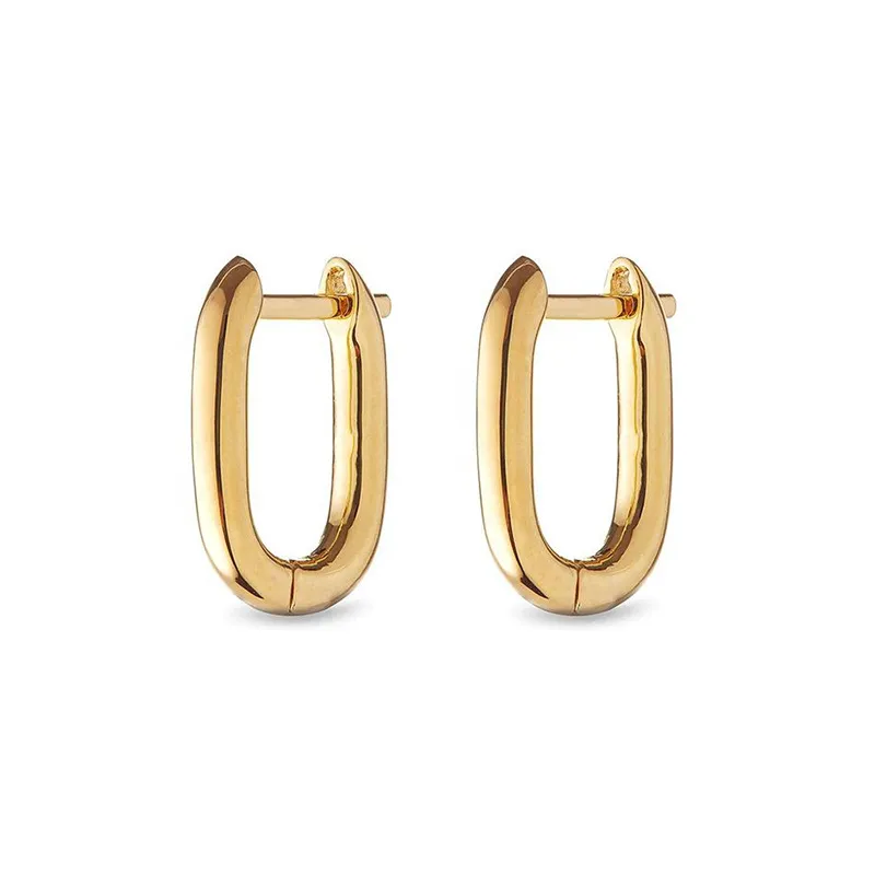 925 Sterling Silver Minimalist High-Polish U-Shaped Huggie Hoop 60200295