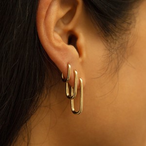 925 Sterling Silver Minimalist High-Polish U-Shaped Huggie Hoop 60200295