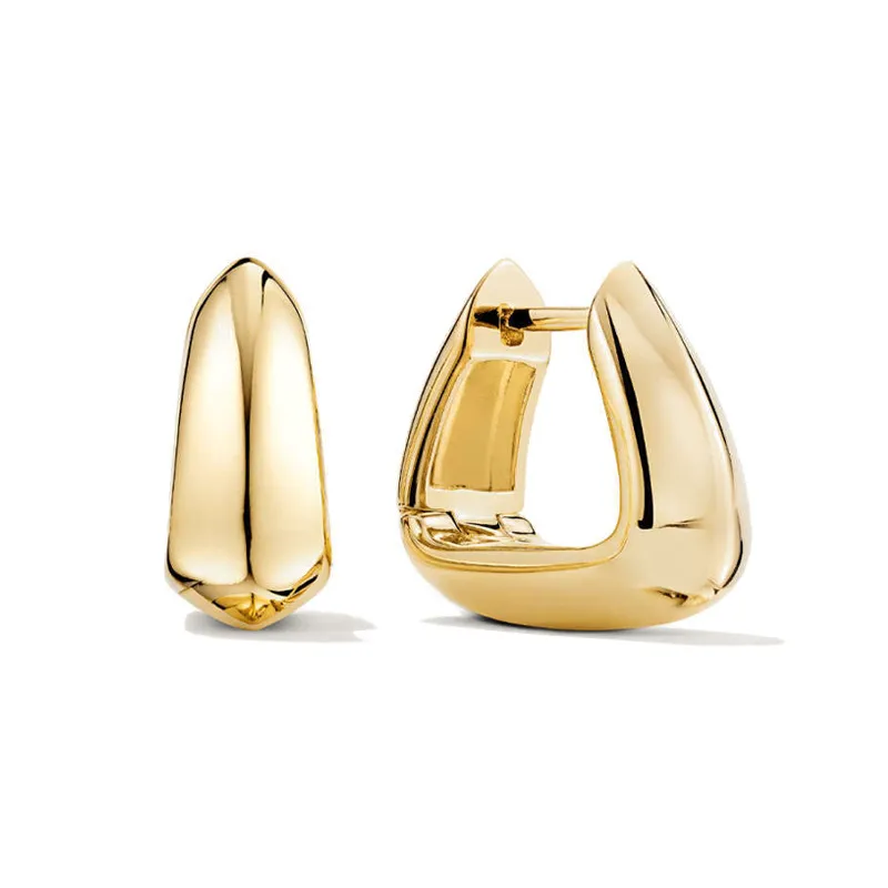 925 Sterling Silver Geometric 3D Triangle Huggie Hoop Earring 60200296