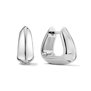 925 Sterling Silver Geometric 3D Triangle Huggie Hoop Earring 60200296