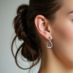 925 Sterling Silver Minimalist Irregular Geometric Hoop Earring 60200297