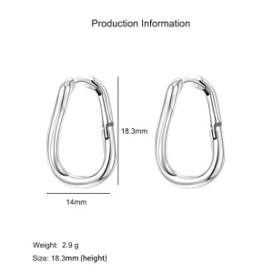 925 Sterling Silver Minimalist Irregular Geometric Hoop Earring 60200297