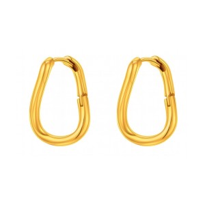 925 Sterling Silver Minimalist Irregular Geometric Hoop Earring 60200297