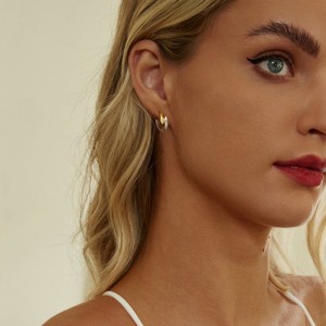 925 Sterling Silver Minimalist High-Polish Two-Tone Hoop Earring 60200298 925 Sterling Silver Minimalist High-Polish Two-Tone Hoop Earring 60200298