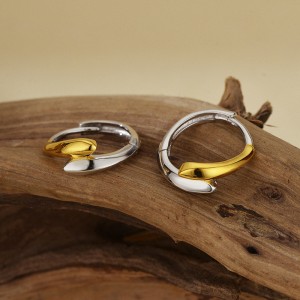 925 Sterling Silver Minimalist High-Polish Two-Tone Hoop Earring 60200298 925 Sterling Silver Minimalist High-Polish Two-Tone Hoop Earring 60200298