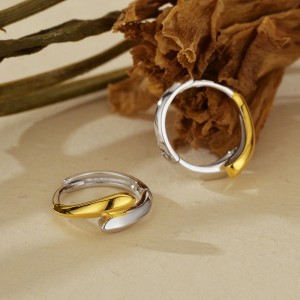 925 Sterling Silver Minimalist High-Polish Two-Tone Hoop Earring 60200298 925 Sterling Silver Minimalist High-Polish Two-Tone Hoop Earring 60200298