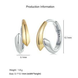 925 Sterling Silver Minimalist High-Polish Two-Tone Hoop Earring 60200298 925 Sterling Silver Minimalist High-Polish Two-Tone Hoop Earring 60200298