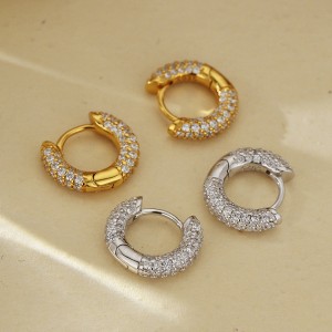 925 Sterling Silver Ful Pave CZ Hoop Earring 60200300