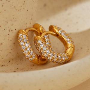 925 Sterling Silver Ful Pave CZ Hoop Earring 60200300