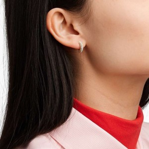 925 Sterling Silver Ful Pave CZ Hoop Earring 60200300