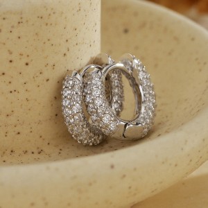 925 Sterling Silver Ful Pave CZ Hoop Earring 60200300