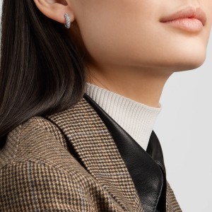 925 Sterling Silver Ful Pave CZ Hoop Earring 60200300