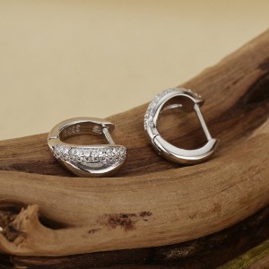 925 Sterling Silver Micro-Pave CZ Small Huggie Hoop Earring 60200301
