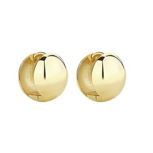 925 Sterling Silver Minimalist Polished Ball Charm Huggie Hoop Earring 60200302