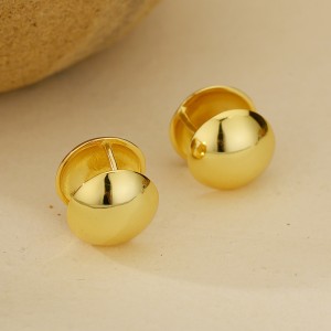 925 Sterling Silver Minimalist Polished Ball Charm Huggie Hoop Earring 60200302