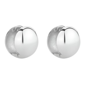 925 Sterling Silver Minimalist Polished Ball Charm Huggie Hoop Earring 60200302