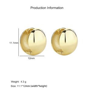 925 Sterling Silver Minimalist Polished Ball Charm Huggie Hoop Earring 60200302