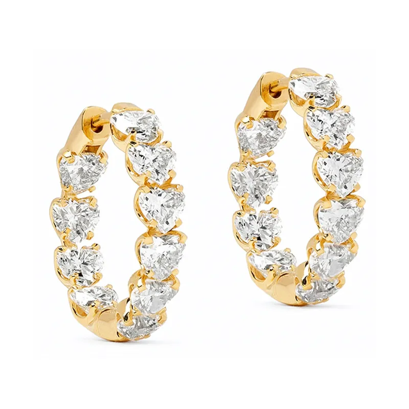 925 Sterling Silver Micro-Pave CZ Heart Huggie Hoop Earring 60200304