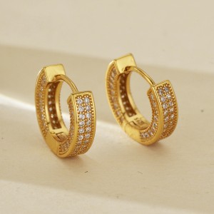 925 Sterling Silver Full Pave CZ Huggie Hoop Earring 60200306