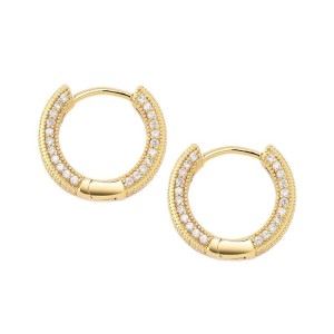 925 Sterling Silver Full Pave CZ Huggie Hoop Earring 60200306