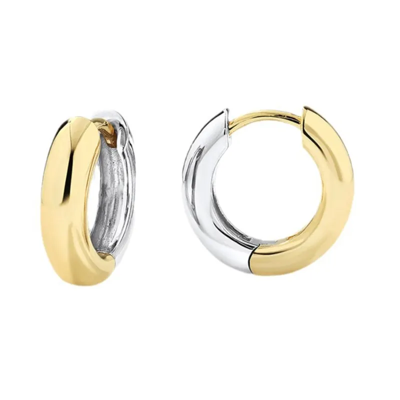 925 Sterling Silver Minimalist Two-Tone Interlocking Circle Hoop Earring 60200307 925 Sterling Silver Minimalist Two-Tone Interlocking Circle Hoop Earring 60200307