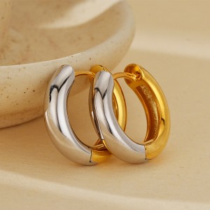 925 Sterling Silver Minimalist Two-Tone Interlocking Circle Hoop Earring 60200307 925 Sterling Silver Minimalist Two-Tone Interlocking Circle Hoop Earring 60200307