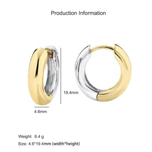 925 Sterling Silver Minimalist Two-Tone Interlocking Circle Hoop Earring 60200307 925 Sterling Silver Minimalist Two-Tone Interlocking Circle Hoop Earring 60200307