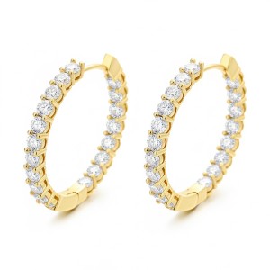 925 Sterling Silver Zirconia Turquoise Pave Hoop Earring 60200310