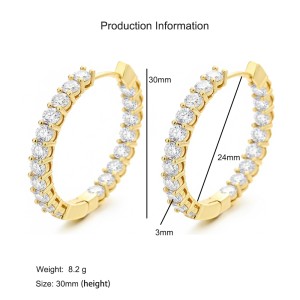 925 Sterling Silver Zirconia Turquoise Pave Hoop Earring 60200310