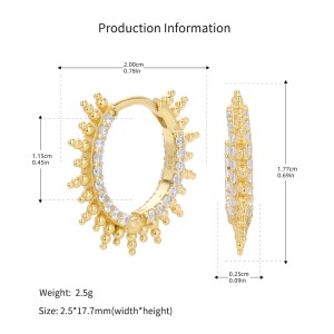925 Sterling Silver Pave Sunburst Spiked Hoop Earrings 60200311