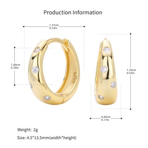 925 Sterling Silver Flush Set Tapered Hoop Earrings 60200312