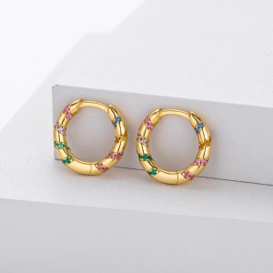 925 Sterling Silver Diagonal Stripe Pave CZ Hoop Earrings 60200313 925 Sterling Silver Diagonal Stripe Pave CZ Hoop Earrings 60200313