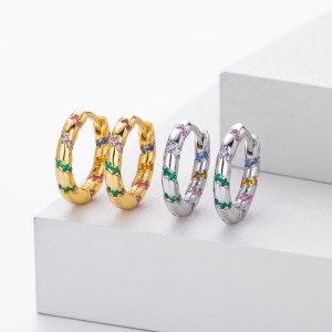 925 Sterling Silver Diagonal Stripe Pave CZ Hoop Earrings 60200313 925 Sterling Silver Diagonal Stripe Pave CZ Hoop Earrings 60200313