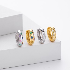 925 Sterling Silver Scattered Stone Chunky Huggies 60200314