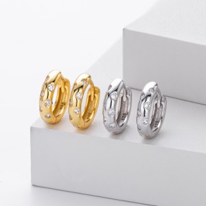 925 Sterling Silver Scattered Stone Chunky Huggies 60200314