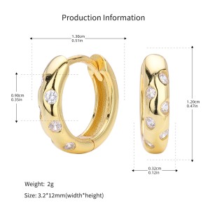 925 Sterling Silver Scattered Stone Chunky Huggies 60200314