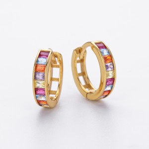 925 Sterling Silver Multi-Color Channel Set Hoop Earrings 60200315 925 Sterling Silver Multi-Color Channel Set Hoop Earrings 60200315