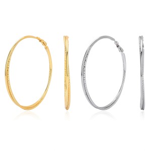 925 Sterling Silver Large Glitter Finish Hoop Earrings 60200316 925 Sterling Silver Large Glitter Finish Hoop Earrings 60200316