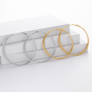 925 Sterling Silver Large Glitter Finish Hoop Earrings 60200316 925 Sterling Silver Large Glitter Finish Hoop Earrings 60200316