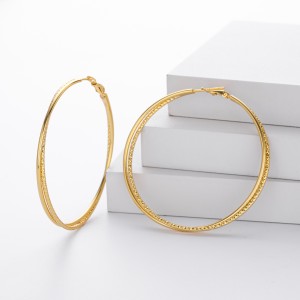 925 Sterling Silver Large Glitter Finish Hoop Earrings 60200316 925 Sterling Silver Large Glitter Finish Hoop Earrings 60200316