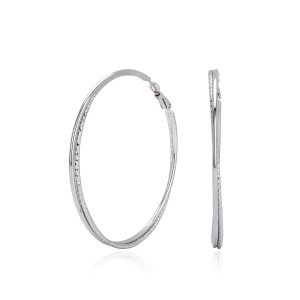 925 Sterling Silver Large Glitter Finish Hoop Earrings 60200316 925 Sterling Silver Large Glitter Finish Hoop Earrings 60200316