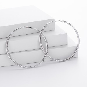 925 Sterling Silver Large Glitter Finish Hoop Earrings 60200316 925 Sterling Silver Large Glitter Finish Hoop Earrings 60200316