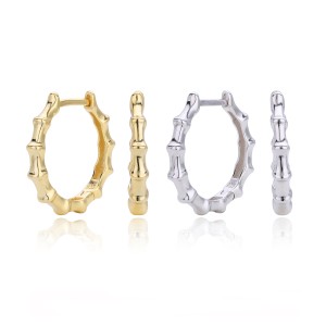 925 Sterling Silver Polished Bamboo Texture Hoop Earrings 60200318 925 Sterling Silver Polished Bamboo Texture Hoop Earrings 60200318