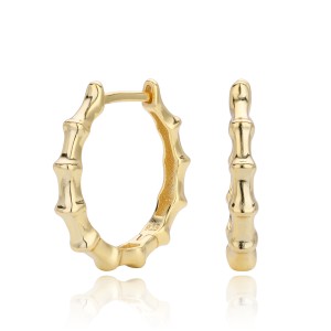 925 Sterling Silver Polished Bamboo Texture Hoop Earrings 60200318 925 Sterling Silver Polished Bamboo Texture Hoop Earrings 60200318