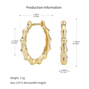 925 Sterling Silver Polished Bamboo Texture Hoop Earrings 60200318 925 Sterling Silver Polished Bamboo Texture Hoop Earrings 60200318