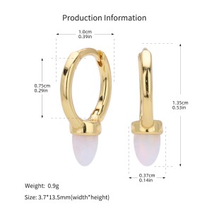 925 Sterling Silver Luminous Bullet Stone Hoop Earrings 60200319 925 Sterling Silver Luminous Bullet Stone Hoop Earrings 60200319