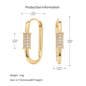 925 Sterling Silver Pave Accent Carabiner Hoop Earrings 60200321 925 Sterling Silver Pave Accent Carabiner Hoop Earrings 60200321